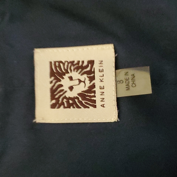 Anne Klein satin woman lined navy blue with polka dots dress - Picture 3 of 8